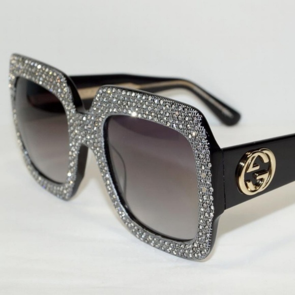 gucci black sunglasses with crystals